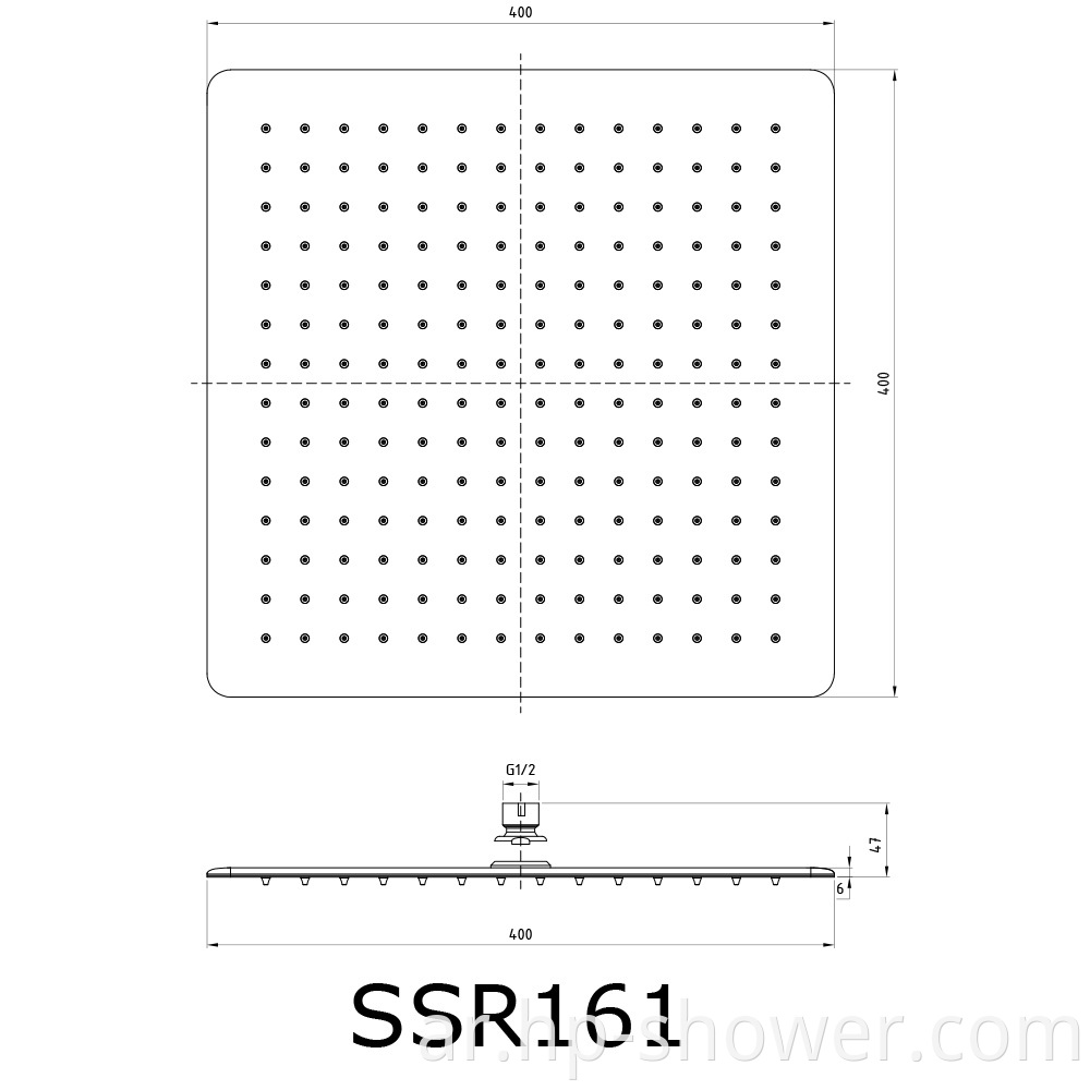 16'' Rainfall Shower Head Rose